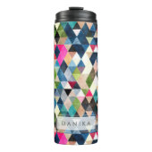 PixDezines Boho Waterverf Geometrisch/Driehoeken Thermosbeker (Voorkant)