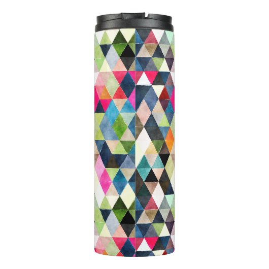 PixDezines Boho Waterverf Geometrisch/Driehoeken Thermosbeker (Achterkant)