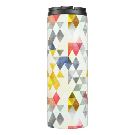 PixDezines Boho Waterverf Geometrisch/Driehoeken Thermosbeker (Achterkant)