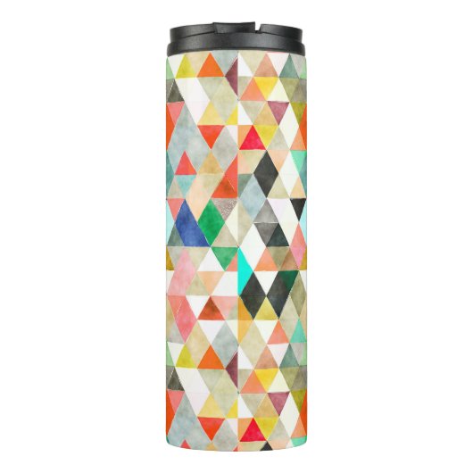 PixDezines Boho Waterverf Geometrisch/Driehoeken Thermosbeker (Achterkant)