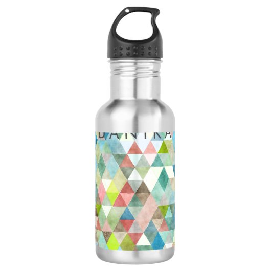 PixDezines Boho Waterverf Geometrisch/Driehoeken Waterfles (Voorkant)