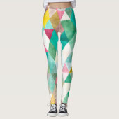 PixDezines Boho Waterverf Geometrisch/Jade Leggings (Voorkant)