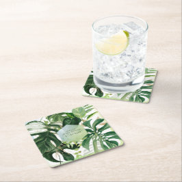 PixDezines bont blad van Monstera tropisch geblade Kartonnen Onderzetters