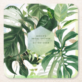 PixDezines bont blad van Monstera tropisch geblade Kartonnen Onderzetters