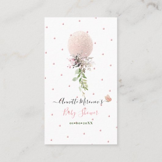 PixDezines Book Request Glitter Blush Roos ballon Plaatskaartje (Achterkant)