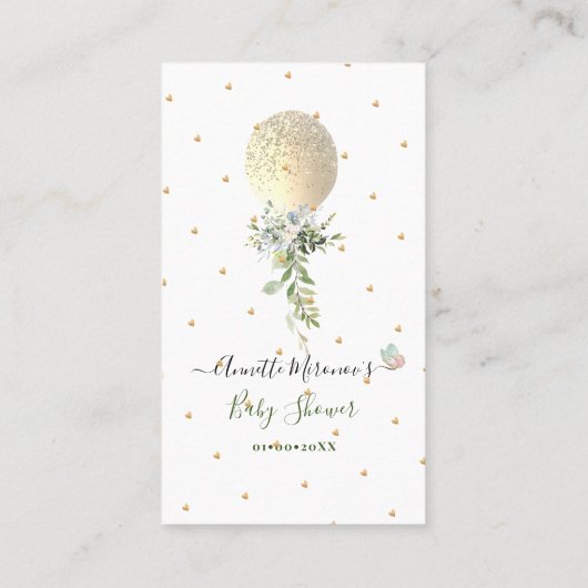 PixDezines Book Request Gold Glitter Balloon Encls Plaatskaartje (Achterkant)