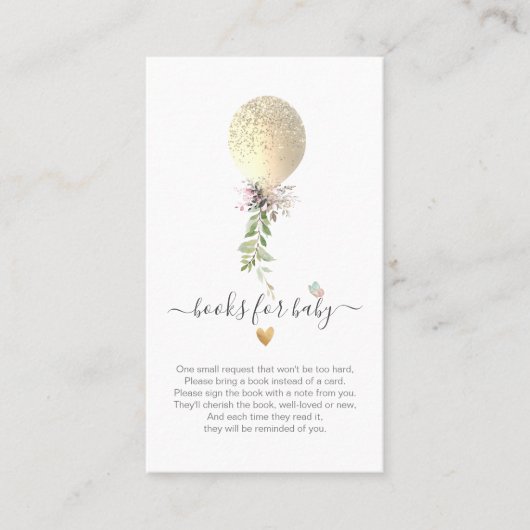 PixDezines Book Request Gold Glitter Balloon Encls Plaatskaartje (Voorkant)