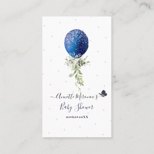 PixDezines Book Request H2 Navy Ballon Enclosure Plaatskaartje (Achterkant)