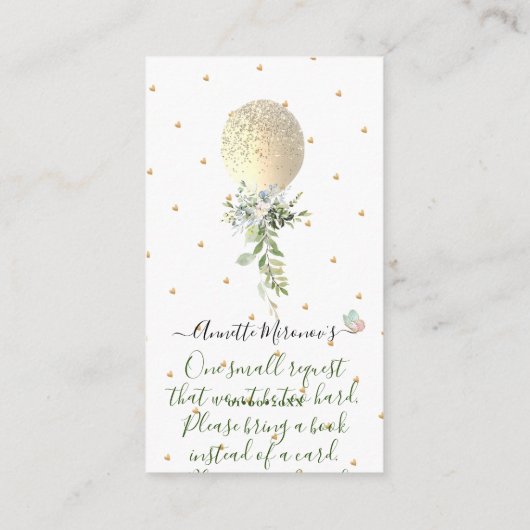 PixDezines Book Request, Waterverf Gold ballon Informatiekaartje (Achterkant)