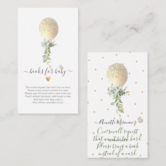 PixDezines Book Request, Waterverf Gold ballon Informatiekaartje (Voorkant / Achterkant)