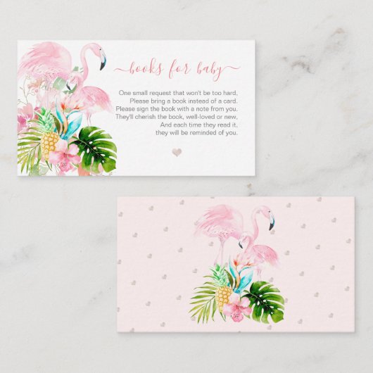 PixDezines Book Request, Waterverf Roze Flamingos Informatiekaartje (Voorkant / Achterkant)