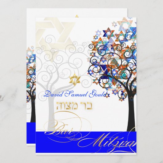 PixDezines BOOM DES LEVENS BAR MITZWAH Kaart (Voorkant / Achterkant)