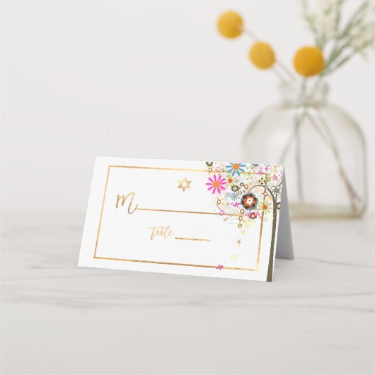 PixDezines Boom van Life+Floral+Faux Gold Plaatskaartje (Voorkant)