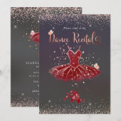 PixDezines Bordeaux Tutu Vlinders Dansrecital Kaart (Voorkant / Achterkant)