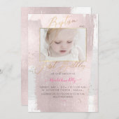 PixDezines Borhed Waterverf Baptism 1st Birthday Kaart (Voorkant / Achterkant)