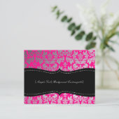 PixDezines Boroque Damask/Silver+Hot Pink Briefkaart (Staand voorkant)