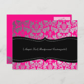 PixDezines Boroque Damask/Silver+Hot Pink Briefkaart (Voorkant / Achterkant)