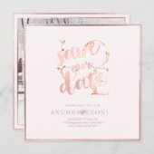 PixDezines BOTANICA LOVE SAVE DATE|BLUSH PINK Save The Date (Voorkant / Achterkant)