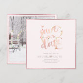 PixDezines BOTANICA LOVE SAVE DATE|BLUSH PINK The Date (Voorkant / Achterkant)