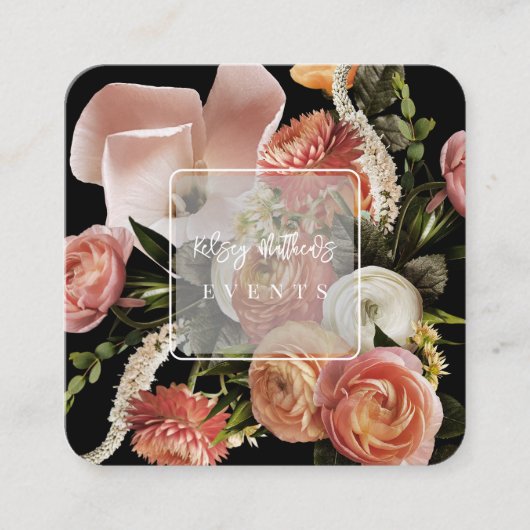 PixDezines Botanical Fresh Flowers Ranunculus Vierkante Visitekaartje (Voorkant)
