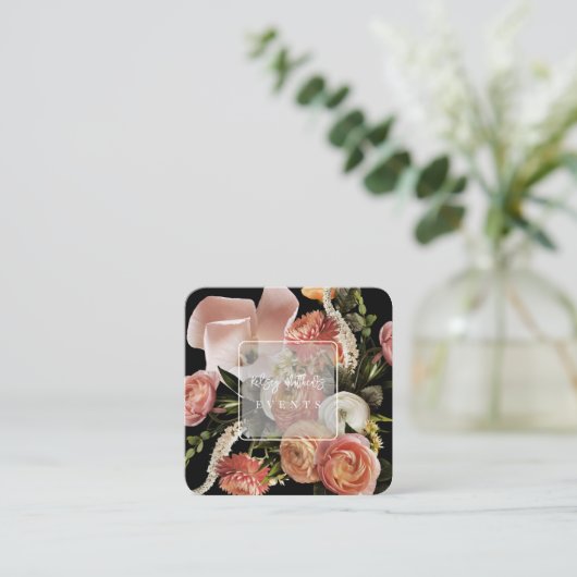 PixDezines Botanical Fresh Flowers Ranunculus Vierkante Visitekaartje (Staand voorkant)