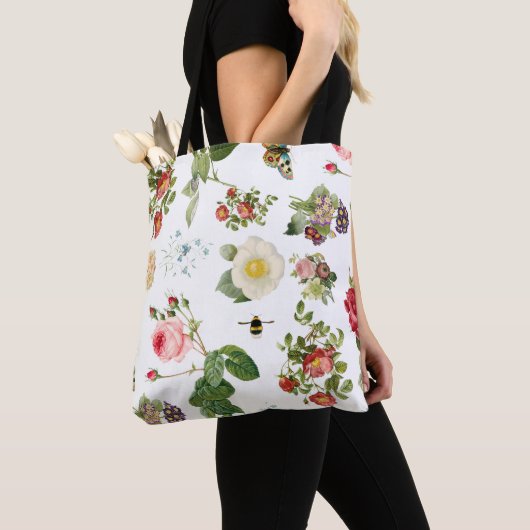 PixDezines Botanical Print/Redoute Collage Tote Bag (Dichtbij)