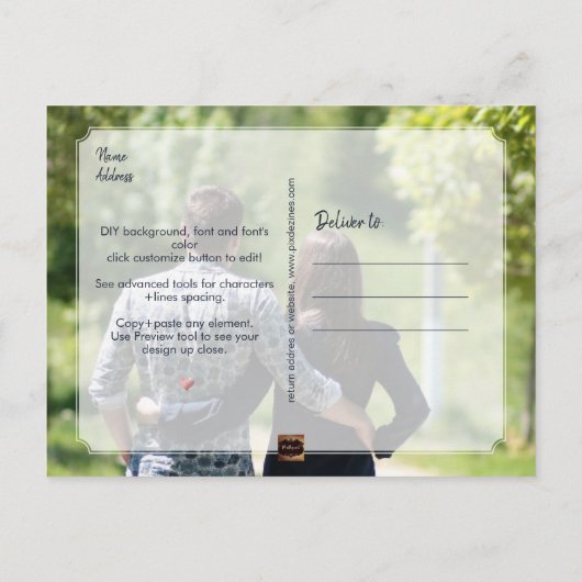 PixDezines Botanique Nep Rose Goud Save the Date Aankondigingskaart (Achterkant)