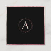 PixDezines BOTANISCH MONOGRAM/FAUX ROOS GOUD Vierkante Visitekaartje (Voorkant)