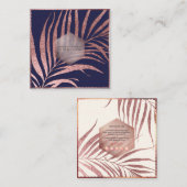 PixDezines Botanisch Roos Gouden Palmschijfjes Vierkante Visitekaartje (Voorkant / Achterkant)