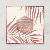 PixDezines Botanisch Roos Gouden Palmschijfjes Vierkante Visitekaartje (Achterkant)