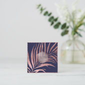 PixDezines Botanisch Roos Gouden Palmschijfjes Vierkante Visitekaartje (Staand voorkant)