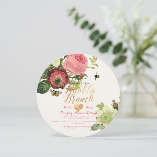 PixDezines  Botanische Brunch+Bubbly Kaart (Staand voorkant)