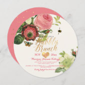 PixDezines  Botanische Brunch+Bubbly Kaart (Voorkant / Achterkant)