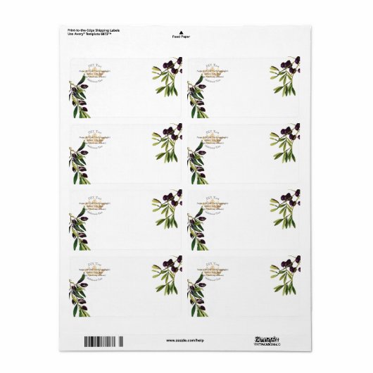 PixDezines Botanische olijminstallaties/Goudkroon Etiket (Full Sheet)