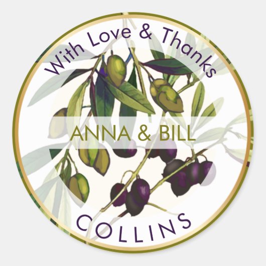 PixDezines  Botanische Olijven/DIY Bedankt Ronde Sticker (Voorkant)