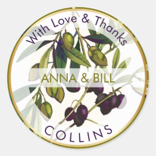 PixDezines  Botanische Olijven/DIY Bedankt Ronde Sticker