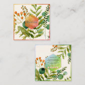 PixDezines Botanische Waterverf, papaver+Meststoff Vierkante Visitekaartje (Voorkant / Achterkant)