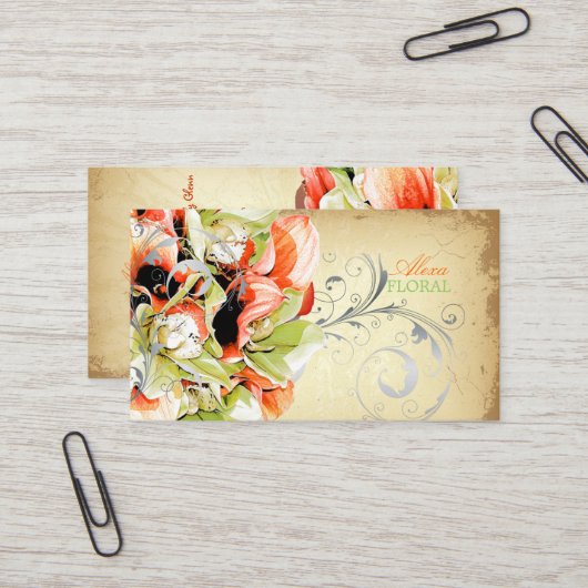 PixDezines bouquet, bloemisten/dij kleuren Visitekaartje (Voorkant / Achterkant in situ)