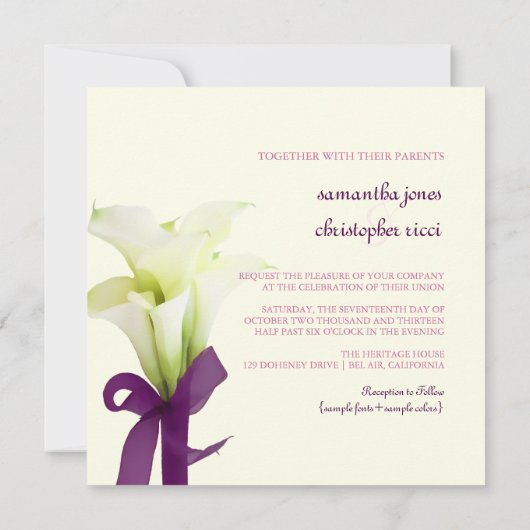 PixDezines bouquet, witte calla lilies Kaart (Achterkant)