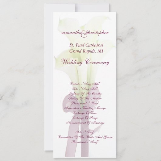 PixDezines bouquet, witte calla lilies Kaart (Achterkant)