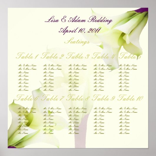 PixDezines bouquet, witte calla lilies Poster (Voorkant)
