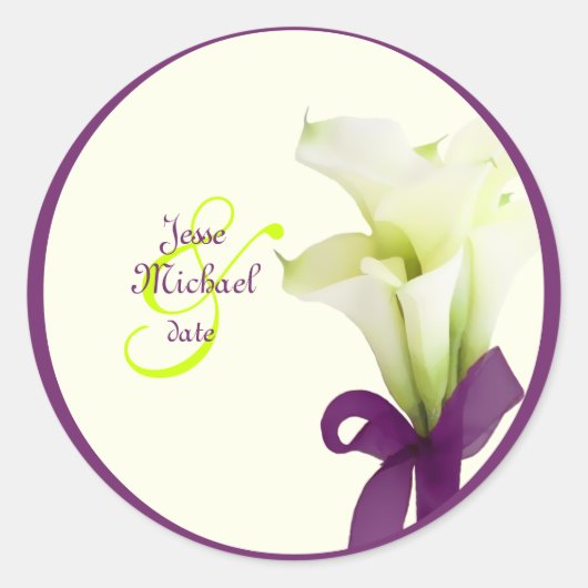PixDezines bouquet, witte calla lilies Ronde Sticker (Voorkant)