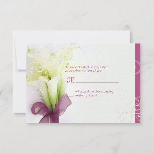 PixDezines bouquet, witte calla lilies RSVP Kaartje (Achterkant)