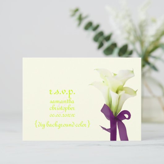 PixDezines bouquet, witte calla lilies RSVP Kaartje (Staand voorkant)