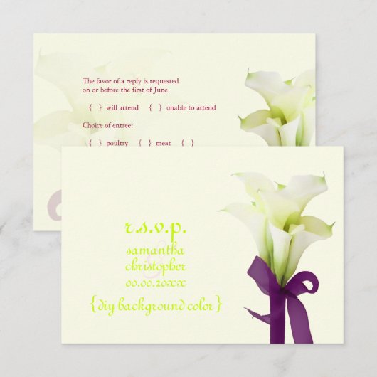 PixDezines bouquet, witte calla lilies RSVP Kaartje (Voorkant / Achterkant)