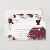 PixDezines Bourgogne Blush Rozen Quinceanera RSVP Kaart (Achterkant)