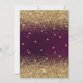 PixDezines Bourgogne Gouden Glitter Bat Mitswa Kaart (Achterkant)