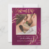 PixDezines Bourgogne Palms/Foto opslaan van onze d Save The Date (Voorkant)