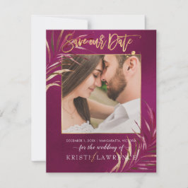 PixDezines Bourgogne Palms/Foto opslaan van onze d Save The Date