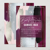 PixDezines Bourgogne Waterverf Bar Mitzvah Kaart (Voorkant / Achterkant)